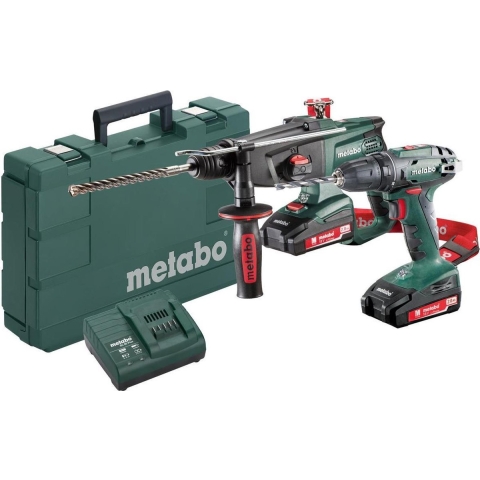 Metabo Combo Set 2.3.2 18V Li-Ion Accu Combihamer (KHA 18 LTX)&Boor-/schroefmachine (BS18) Combiset (2x 2.0Ah Accu) In Koffer
