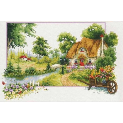 Borduurpakket Summer Cottage 46x31cm Needleart World