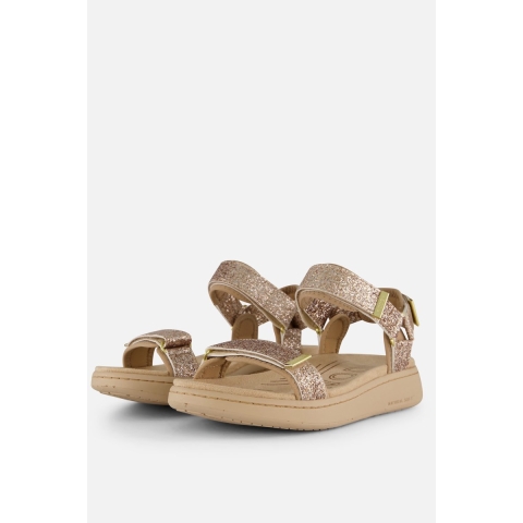 Woden Sandalen - Line Glitter - Koffie Cream - Woden - 40 - Sandalen