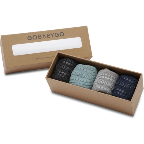 GoBabyGo Sokken - Anti-Slip - 4-pack - Blauw/Grijs - GoBabyGo - 17/19 - Sokken