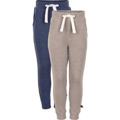 Minymo Joggingbroek - 2-pack - Licht Bruin Gevlekt/Blauw Gevlekt - Minymo - 12 jaar (152) - Broeken - Katoen