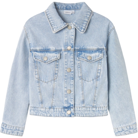 Name It Spijkerjas - Noos - NkfMila - Light Blue Gebleekt Denim - Name It - 8 jaar (128) - Spijkerjas