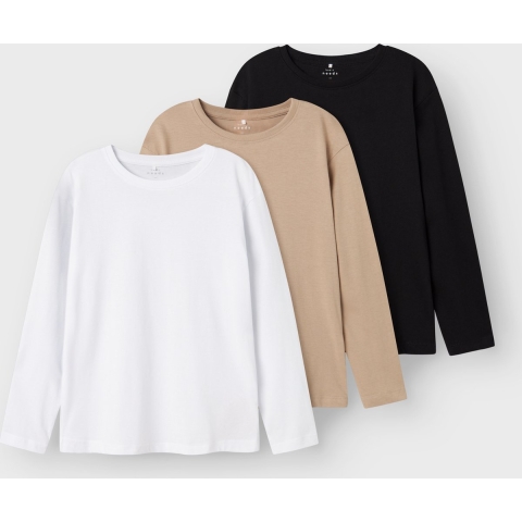 Name It Blouse - Noos - NkmVobbo - 3-pack - Black/Pure Cach/Held - Name It - 9-10 jaar (134-140) - Blouse