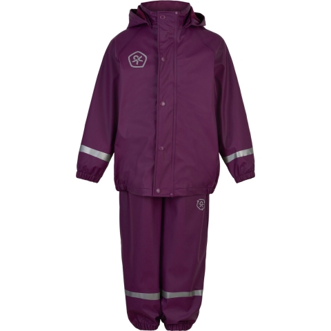Color Kids Regenkleding m. Bretellen - PU - Plum Kaspische Zee - Color Kids - 1½ jaar (86) - Regenkleding