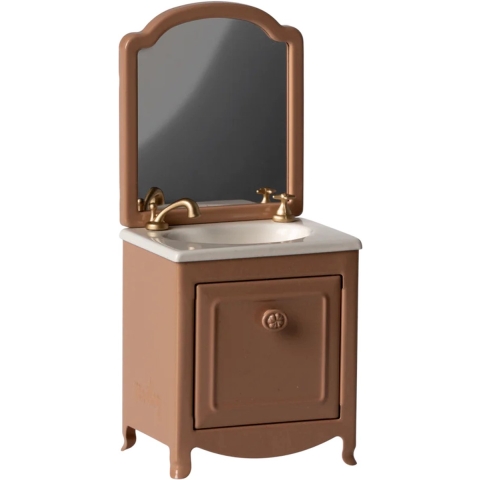 Maileg Miniatuur Commode m. Gootsteen en Spiegel - Muis - Dark P - Maileg - OneSize - Poppentoebehoren