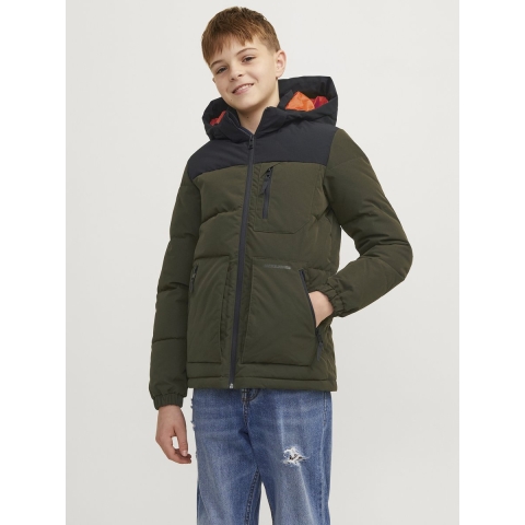 Jack & Jones Gevoerde Jas - JJEOtto - Rozijn/Black Blokkeren/Bla - Jack & Jones - 8 jaar (128) - Donsjack