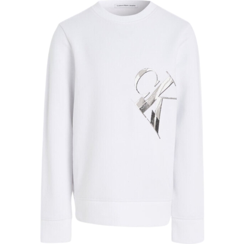 Calvin Klein Sweatshirt - Hyper Real Monogram - Bright White m. - Calvin Klein - 10 jaar (140) - Sweatshirt
