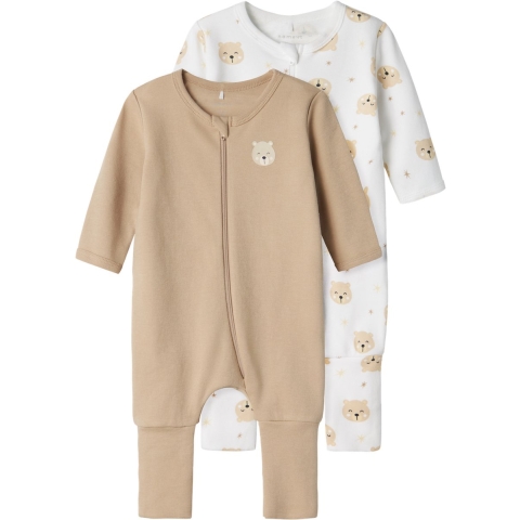 Name It Pyjamapak - Noos - NbnNachtpak - 2-pack - Oxford Tan - Name It - 1½ jaar (86) - Pyjamapak