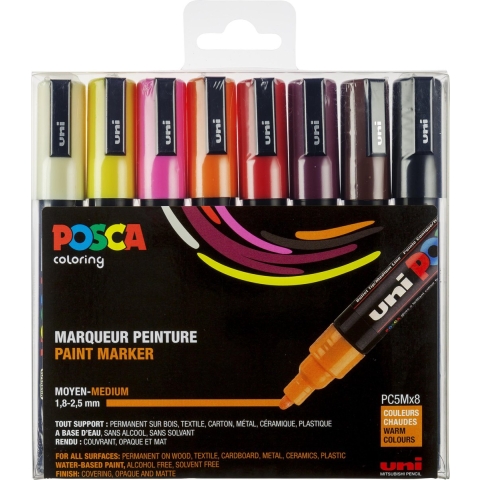 Posca Markers - PC-5M - 8 st. - Warmte Kleuren - Posca - OneSize - Marker