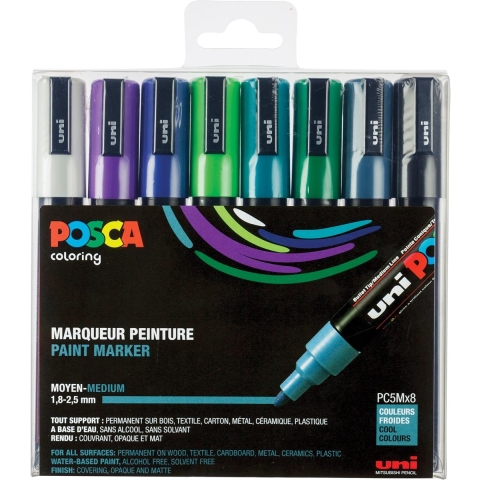 Posca Markers - PC-5M - 8 st. - Koud Kleuren - Posca - OneSize - Marker