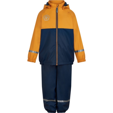 Color Kids Regenkleding m. Bretellen/Fleece - PU - Cadmium Yello - Color Kids - 7 jaar (122) - Regenkleding