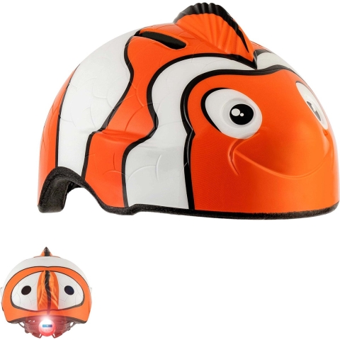 Crazy Safety Fietshelm m. Licht - Vis - Oranje - Crazy Safety - 49-55 cm - Fietshelm