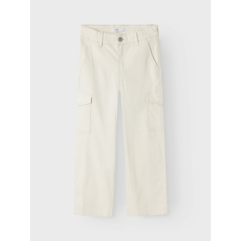 Name It Broek - NkfRose Wide Twill - Tortelduif - Name It - 7 jaar (122) - Broeken - Katoen