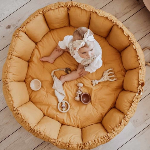 Play&Go Speelmat - 3-in-1 - Ø130 cm - Mustard - Play&Go - OneSize - Speelmat
