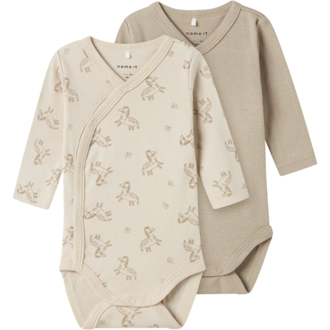 Name It Wikkel Rompers L/æ - Noos - NbnBody - 2-pack - Regenacht - Name It - 50 - Romper L/S