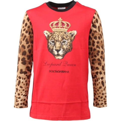 Dolce & Gabbana Blouse - Dier - Rood/Leopard - Dolce & Gabbana - 12 jaar (152) - Blouse