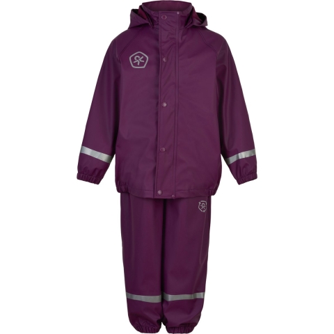 Color Kids Regenkleding m. Bretellen - PU - Plum Kaspische Zee - Color Kids - 1 jaar (80) - Regenkleding