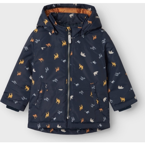 Name It Gevoerde Jas - Noos - NmmMax - Dark Sapphire/Mini Safari - Name It - 1½ jaar (86) - Winterjas