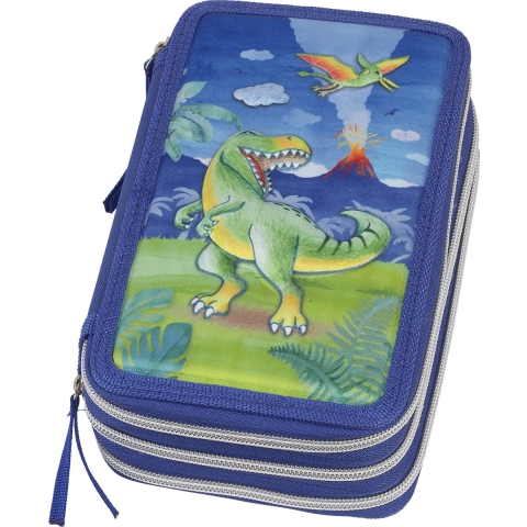 Faber-Castell Pennenzak m. Inhoud - Dinosaur - Blauw - Faber-Castell - OneSize - Pennenzak