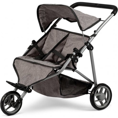 MaMaMeMo Pop Tvillinge Klapvogn - Grijs - MaMaMeMo - OneSize - Poppenwagen