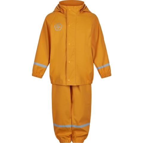 Color Kids Regenkleding m. Bretellen - PU - Cadmium Yellow - Color Kids - 8 jaar (128) - Regenkleding
