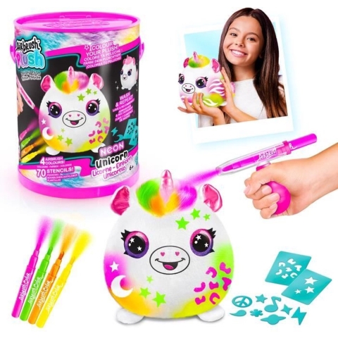 Airbrush Plush Knuffel - Squish Pals Paint Can - Neon - 15 cm -  - Airbrush Plush - OneSize - Knuffel