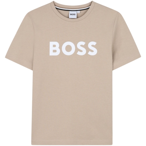 BOSS T-Shirt - Stone m. Wit - BOSS - 16 jaar (176) - T-Shirt