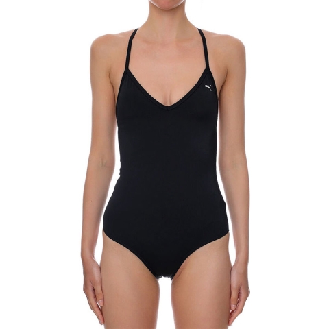 Puma Zwempak - Crossback V-Neck Gewatteerd - Zwart - Puma - S - Small - Badmode