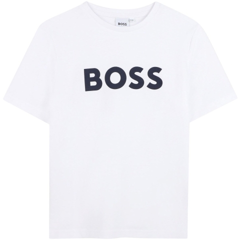BOSS T-Shirt - Wit m. Navy - BOSS - 10 jaar (140) - T-Shirt