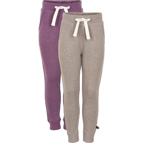 Minymo Joggingbroek - 2-pack - Licht Bruin Gevlekt/Paars Gevlekt - Minymo - 1½ jaar (86) - Broeken - Katoen