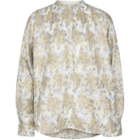 Sofie Schnoor Meisjes overhemdblouse - Wit/Lichtblauw m. Goud - Sofie Schnoor - 14 jaar (164) - Overhemd
