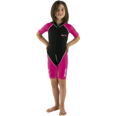 Seac Zwemboxpak - Dolphin Shorty Meisje 1,5 mm - Zwart/Roze - Seac - 13 jaar (158) - Badmode