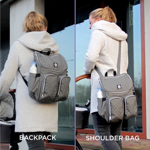 Dooky Luiertas Rugzak - 2 op 1 - Grey Melange - Dooky - OneSize - Luiertas