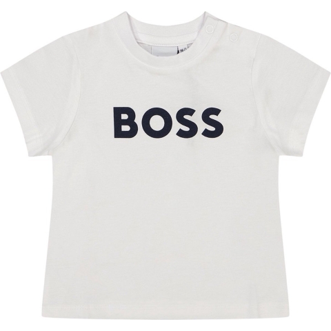 BOSS T-Shirt - Wit m. Navy - BOSS - 2 jaar (92) - T-Shirt