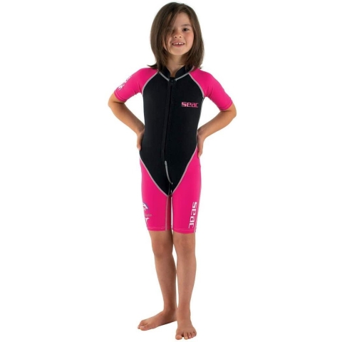 Seac Zwemboxpak - Dolphin Shorty Meisje 1,5 mm - Zwart/Roze - Seac - 3 jaar (98) - Badmode
