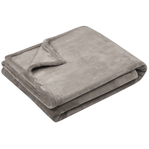 Stof Textiles Plaid/Bankdeken Maribelle - lichtgrijs - 180 x 220 cm - polyester fleece - 2 persoons -
