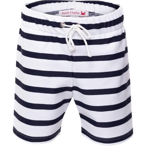 Petit Crabe Zwembroeken - Alex - UV50+ - Wit/Navy Gestreept - Petit Crabe - 7-8 jaar (122-128) - Badmode