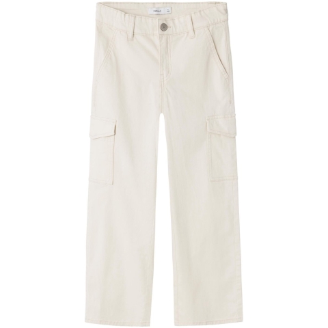 Name It Broek - NkfRose Wide Twill - Tortelduif - Name It - 11 jaar (146) - Broeken - Katoen