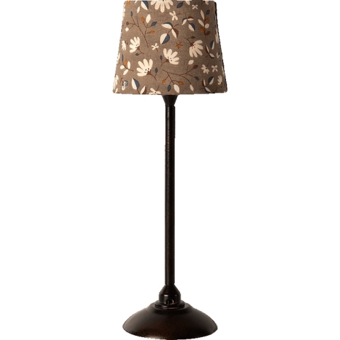 Maileg Vloerlamp m. Licht - 20,5x7 cm - Anthracite - Maileg - OneSize - Poppentoebehoren