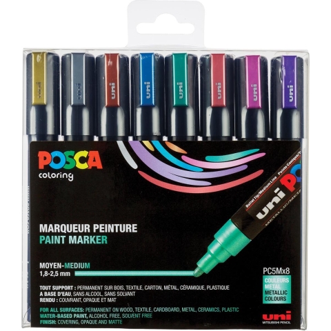 Posca Markers - PC-5M - 8 st. - Metallic Multicolour - Posca - OneSize - Marker