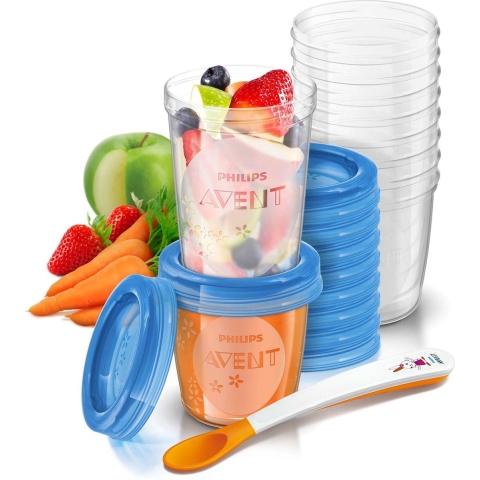 Philips Avent Beker m. Containers - Wit/Blauw - Philips Avent - OneSize - Toebehoren