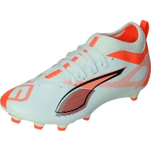 Puma Voetbalschoenen - Ultra 5 Match FG/AG Jr - Wit/Zwart/Gloeie - Puma - 38 - Voetbalschoenen