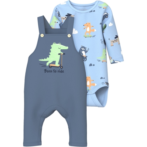 Name It Tuinbroek m. Romper l/s - NbmVonne - Cerulean - Name It - 74 - Tuinbroek