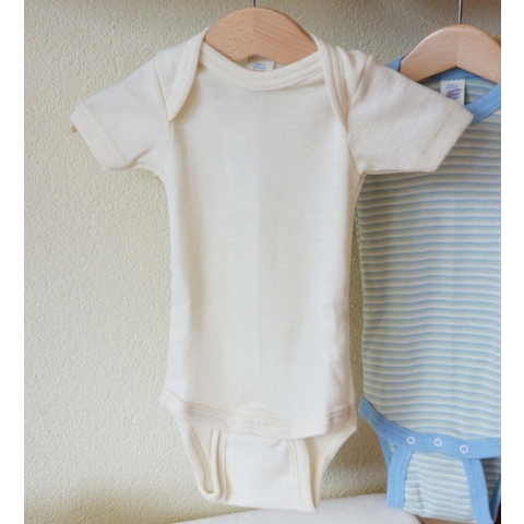 Engel Romper - K/Æ - Wol/Zijde - Naturel - Engel - 74/80 - Romper S/S