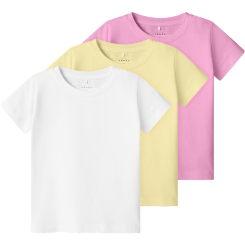 Name It T-Shirt - NmfVibbi - 3-pack - Pastel Yellow/Roze Vorst - Name It - 3 jaar (98) - T-Shirt