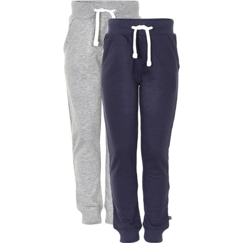 Minymo Joggingbroek - 2-pack - Navy/Grijs - Minymo - 7 jaar (122) - Broeken - Katoen