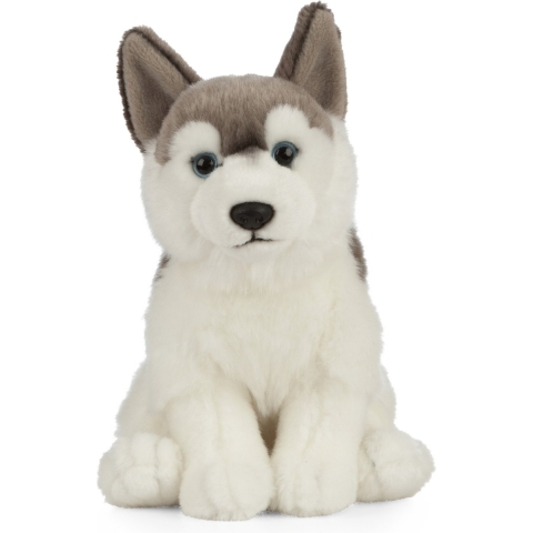 Living Nature Knuffel - 24x10 cm - Husky Hondje - Grijs/Wit - Living Nature - OneSize - Knuffel