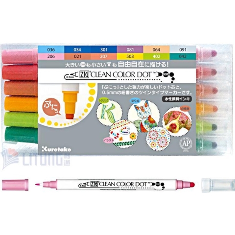 Zig Markers - Schone kleur Dot - 12 stk - Zig - OneSize - Marker