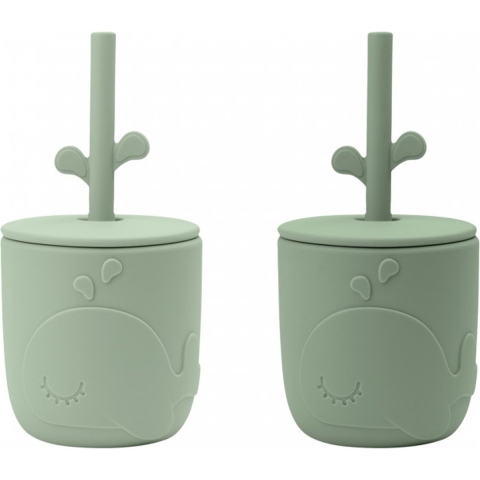 Done by Deer Beker m. Rietje - 2-pack - Kiekeboe - Groen - Done by Deer - OneSize - Beker