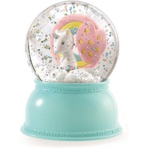 Djeco Sneeuwbol m. Licht - 14 cm - Eenhoorn - Djeco - OneSize - Nachtlamp